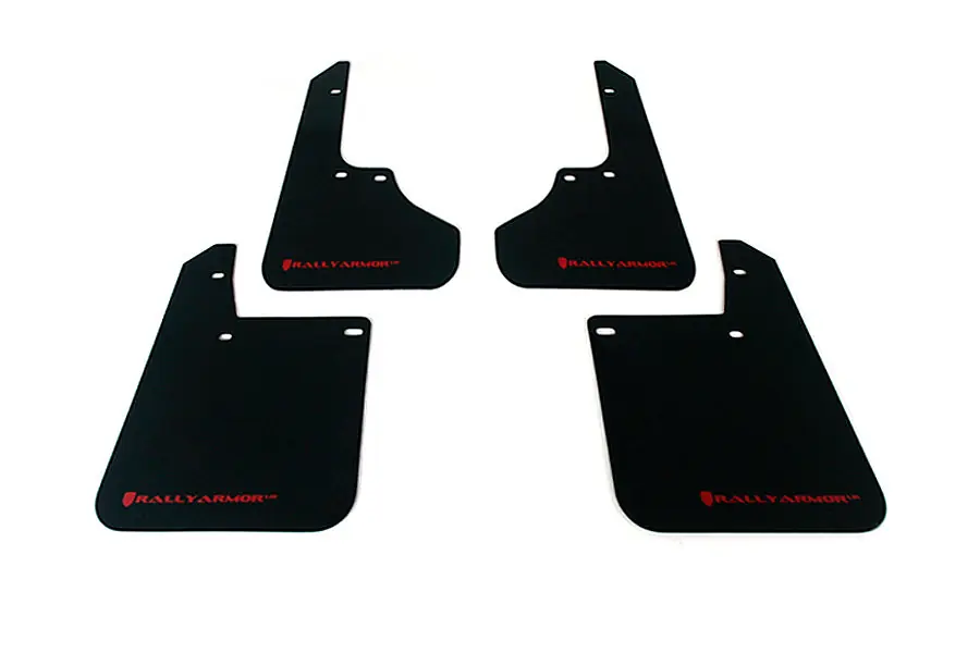 Rally Armor UR Mudflaps Black Urethane Red Logo - 1993-2001 Subaru Impreza