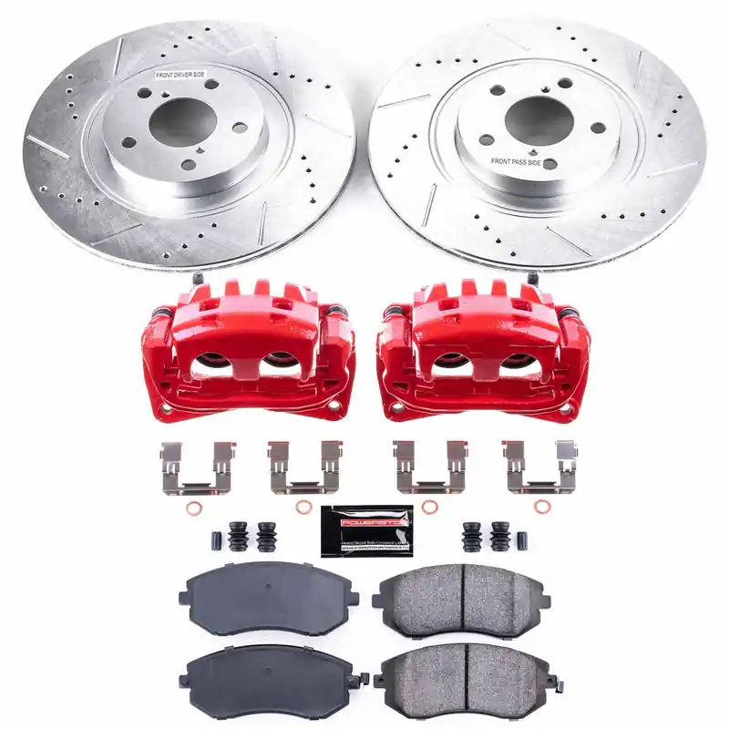 Power Stop Z23 Evolution Coated Brake Kit w/Calipers Front - Subaru Models Inc. 2008-2010 WRX