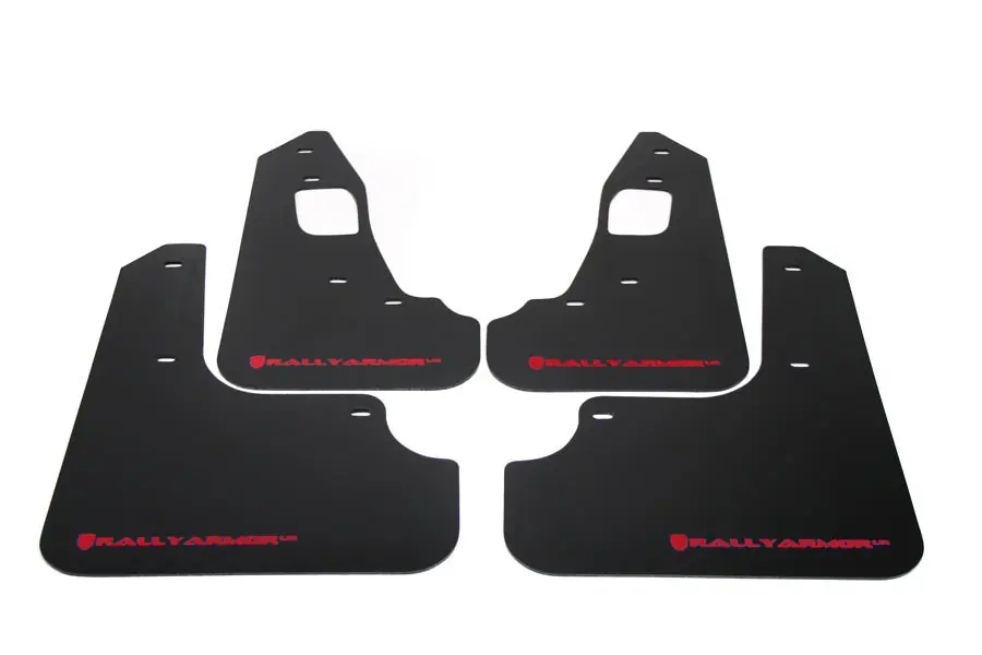 Rally Armor UR Mudflaps Black Urethane Red Logo - 2008-2015 Mitsubishi Evo X