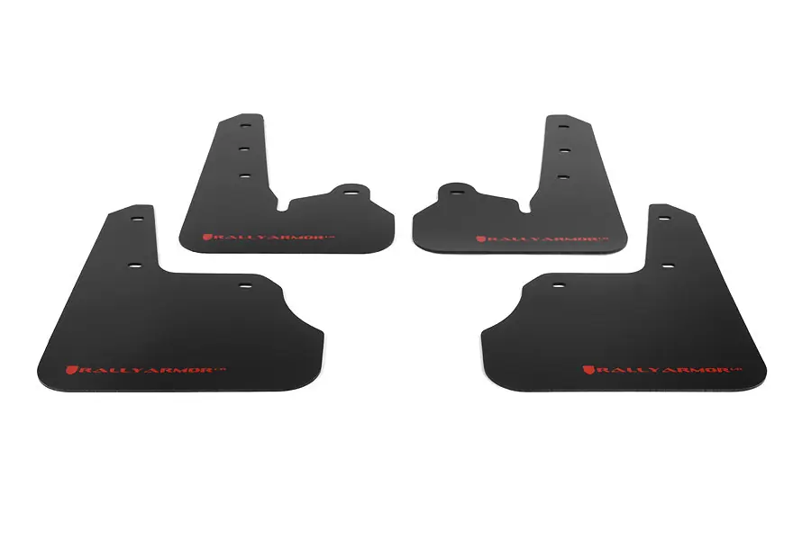 Rally Armor UR Mudflaps Black Urethane Red Logo - 2012-2015 Subaru Impreza (non Aero-Kit)