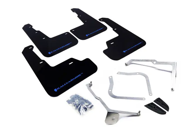 Rally Armor UR Mudflaps Black Urethane Light Blue Logo - 2015-2024 Subaru WRX / STI