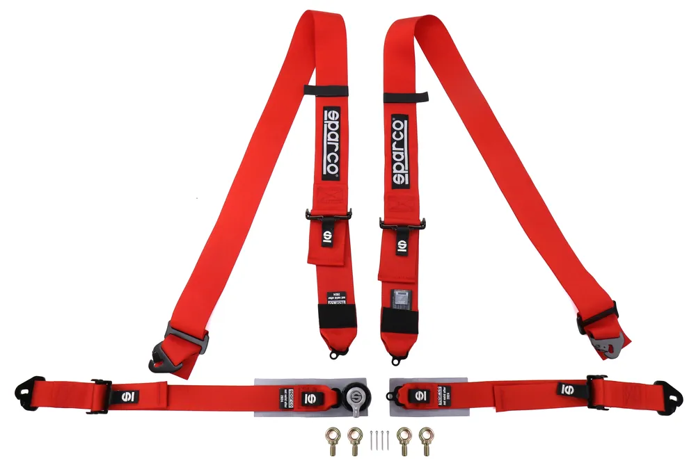 Sparco Belt 3/2 Inch 4-Point Pull-Up Harness Red - Universal