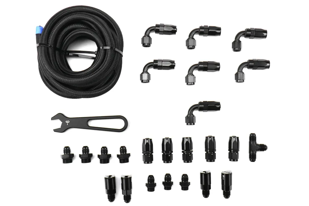 Torque Solution Braided Fuel Line Kit For -6AN FPR - 2002-2014 Subaru WRX / 2007-2021 STI
