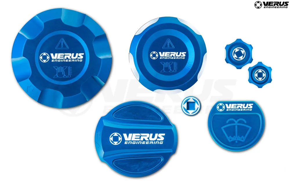 Verus Engineering Engine Bay Fluid Cap Kit Blue - 2020-2024 Toyota Supra