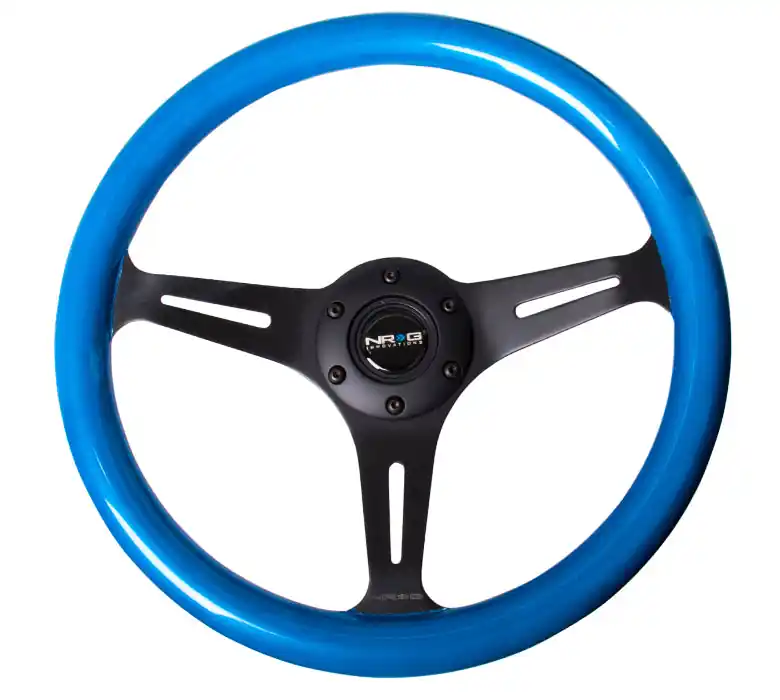 NRG Classic Wood Grain Wheel 350mm Black / Blue Pearl - Universal