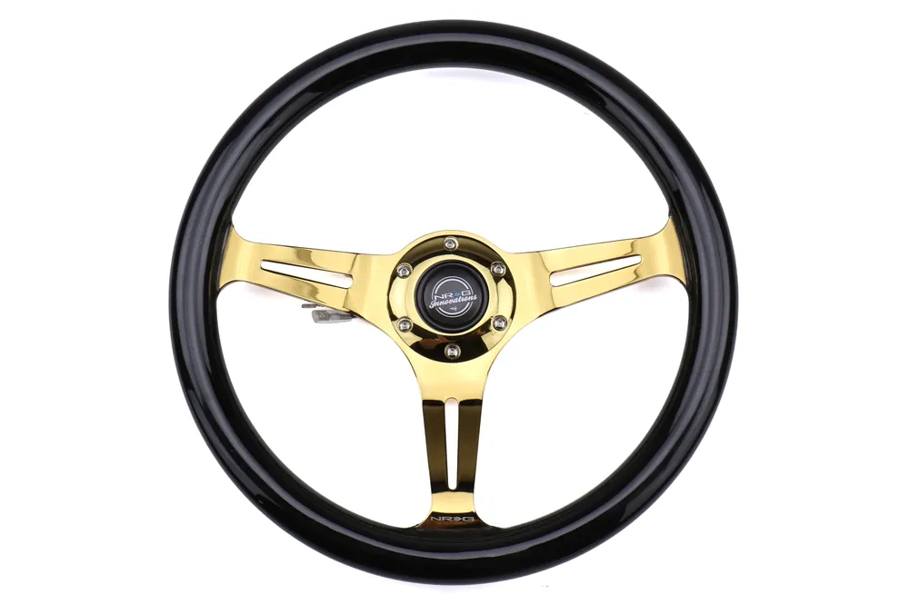 NRG Classic Wood Grain Wheel 350mm Chrome Gold / Black - Universal