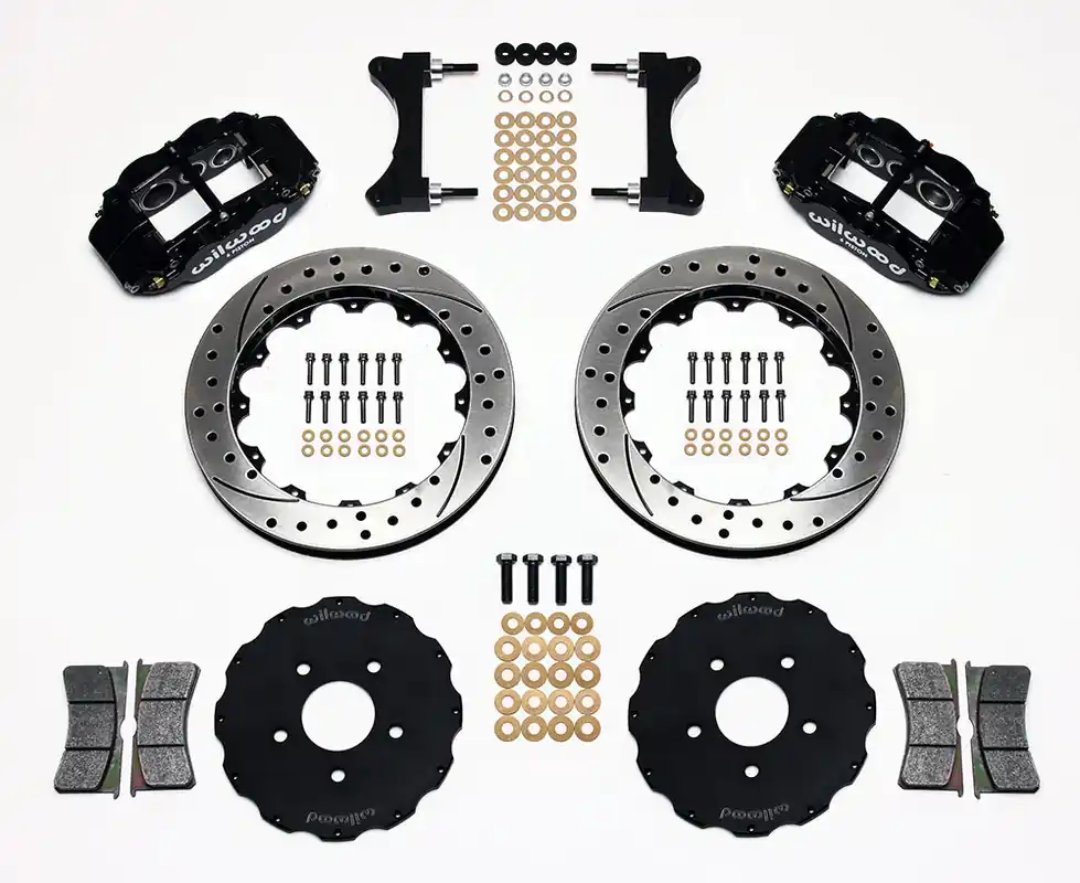 Wilwood FNSL6R 13.06in Front Kit Drilled / Slotted Black - 2003-2006 Mitsubishi Evo 8/9