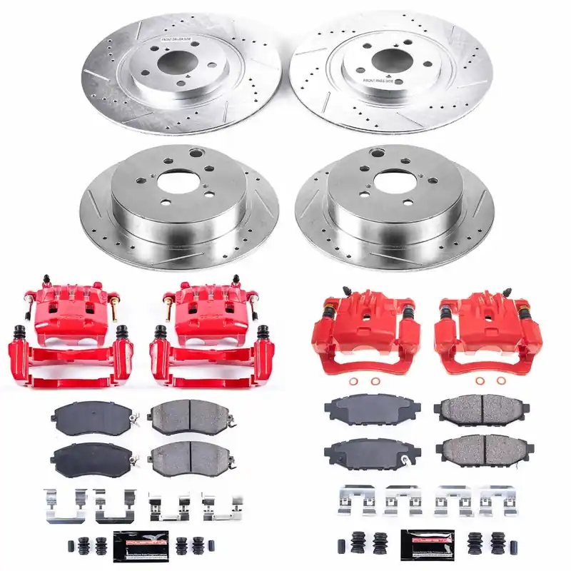 Power Stop Z23 Evolution Coated Brake Kit w/ Calipers Front and Rear - 2013-2018 Crosstrek / Forester