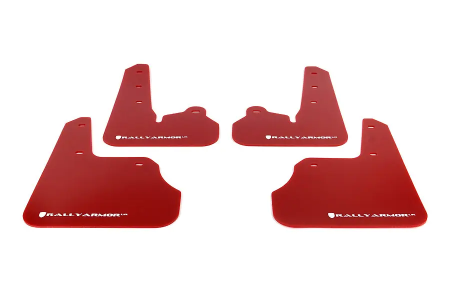 Rally Armor UR Mudflaps Red Urethane White Logo - 2012-2015 Subaru Impreza (non Aero-Kit)