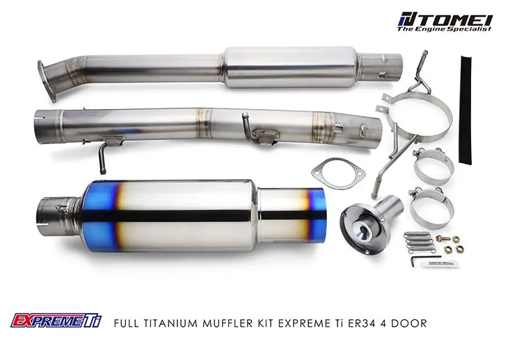 Tomei Expreme Ti Full Titanium Muffler Kit - Nissan ER34 Skyline 25GT 4 Door RB25DET 2WD MT/AT