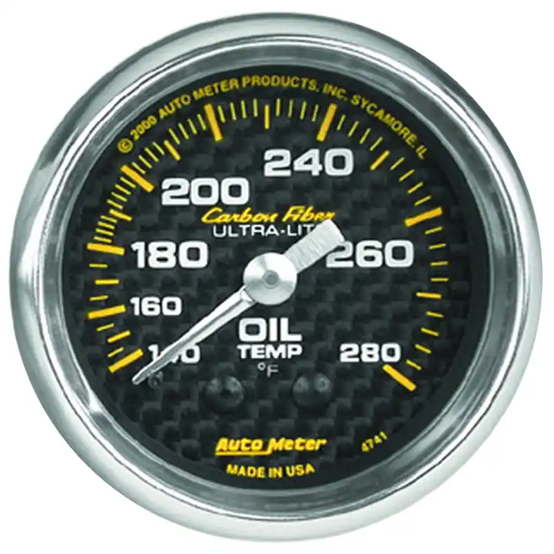 Autometer Carbon Fiber Oil Temperature Gauge Mechanical 52mm - Universal