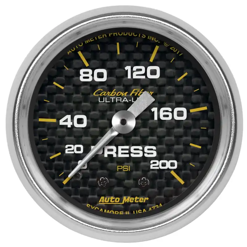 Autometer Carbon Fiber Pressure Gauge Mechanical 52mm - Universal