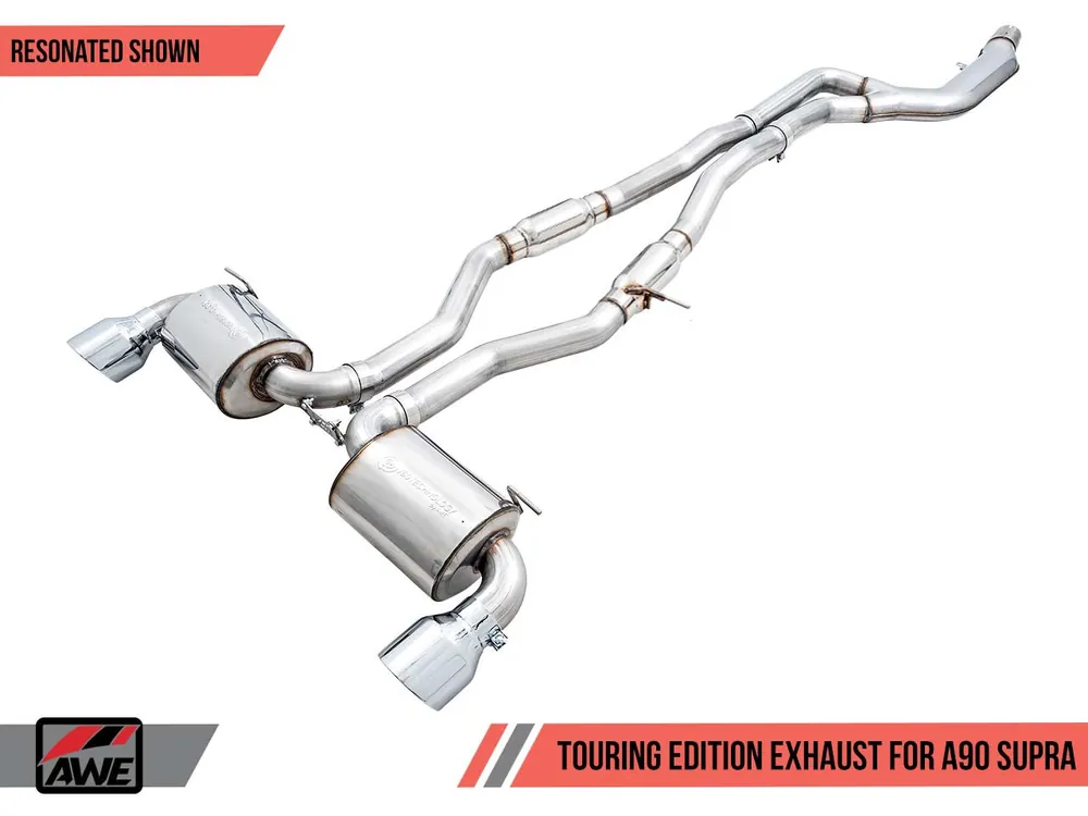 AWE Touring Edition Resonated Exhaust (Chrome Silver Tips) - 2020-2024 Toyota GR Supra