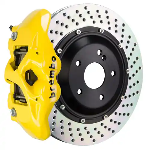 Brembo GT Systems Monobloc 4 Piston 345mm Cross Drilled Yellow - 2017-2020 Honda Civic Type R/SI