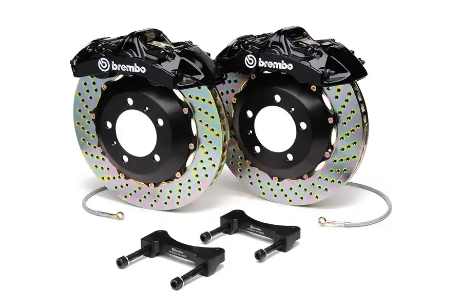 Brembo Gran Turismo 6 Piston Front Brake Kit Black Drilled Rotors - 2004-2017 Subaru STI / 2010-2012 Legacy GT/3.5R