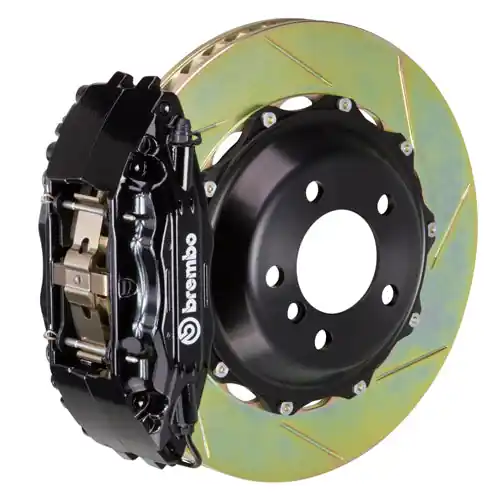 Brembo GT System 4 Piston Front Brake Kit Black Slotted Rotors - Volkswagen Models (inc. 2015+ GTI)