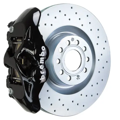 Brembo GT Systems Monobloc 4 Piston 345mm Cross Drilled Black - Volkswagen Models (inc. 2006-2009 GTI)