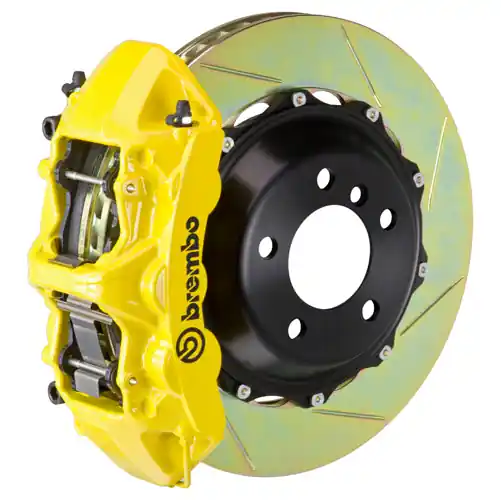 Brembo GT System 6 Piston Front Brake Kit Yellow Slotted Rotors - Volkswagen Models (inc. 2015+ GTI)