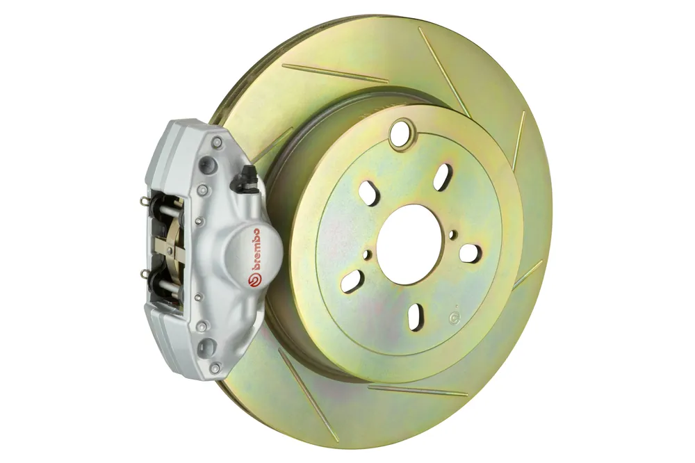 Brembo Gran Turismo Slotted Brake Kit 2 Piston 1-Piece Silver Rear - 2013-2016 Scion FR-S / 2013-2020 Subaru BRZ / 2017-2019 Toyota 86