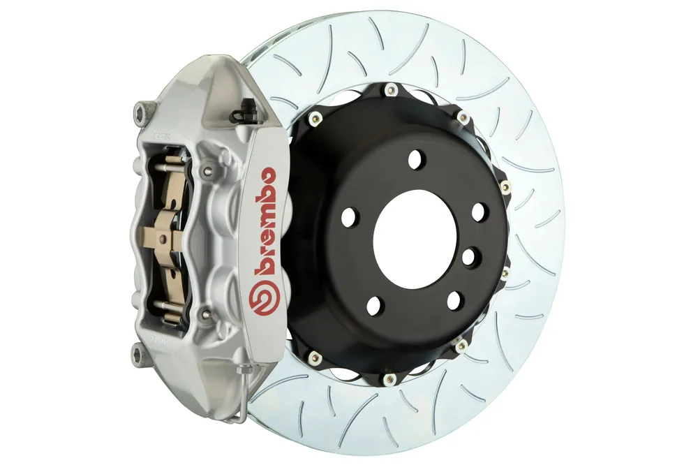 Brembo GT Systems 4 Piston Rear Big Brake Kit Silver Slotted Rotors - 2008-2015 Mitsubishi Evo X