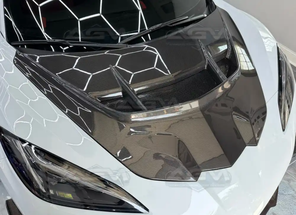 AGM C8 Corvette Z06 / ZR1 / ERay Carbon Fiber Functional Race Spec Hood - With Functional Air Duct