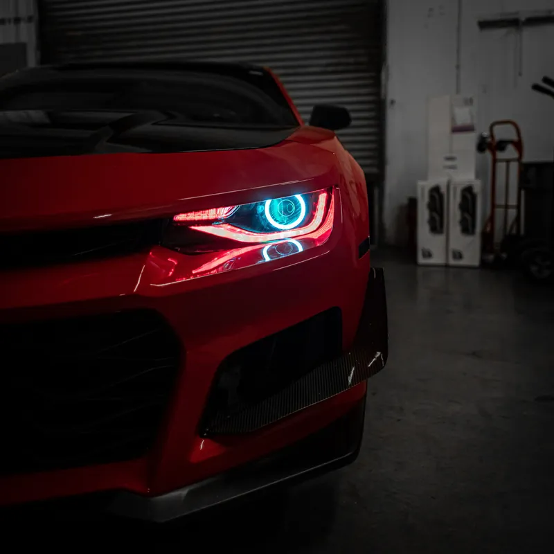 2014-2015 Chevy Camaro 6th Gen Style Headlights Projector Custom RGBW Via Bluetooth Pair