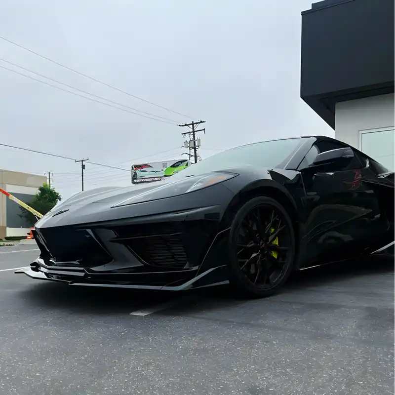 2020-2026 Corvette C8 Stingray Evo Style Front Lower Chin Splitter Gloss Black