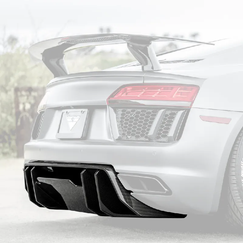 2017-2019 Audi R8 Carbon Fiber Rear Diffuser V-Style™️ Carbon Fiber PP 2x2 Glossy