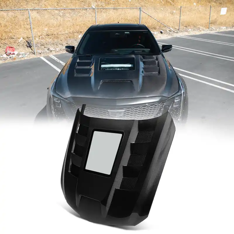 2020-2026 Cadillac CT5 / V-Blackwing Type-Terminator w/Glass Double Sided Carbon Fiber Hood, Top Gloss, Bottom Matte