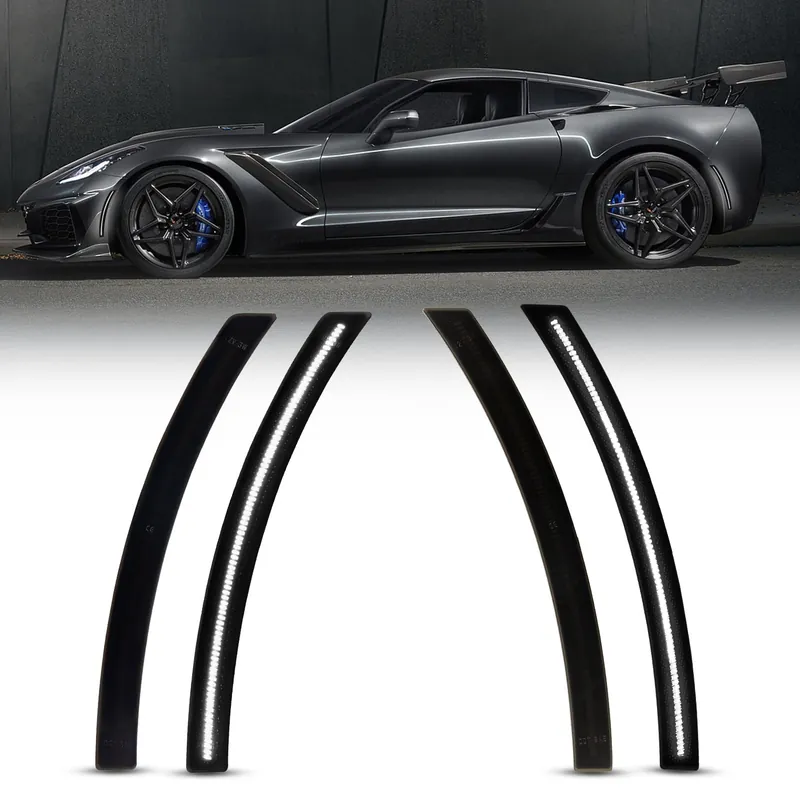 2014–2019 Chevrolet Corvette C7 Smoked White LED Side Markers Set