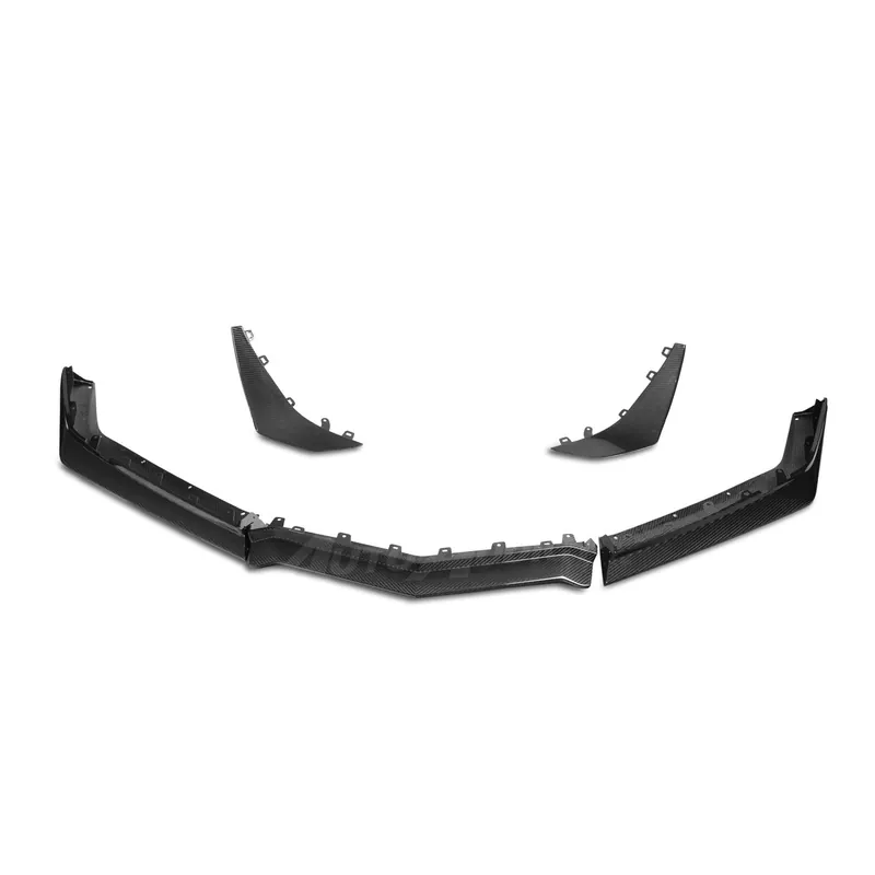 2023-2027 C8 Corvette Z06 / ZR1 / ERay Type Z07 Dry Gloss Carbon Fiber Front 3pc Chin Splitter & Canards Pair