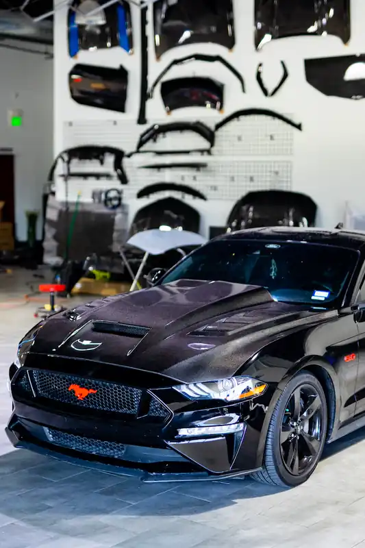 2018-2023 Ford Mustang Gloss Carbon Fiber Hood Terminator Aggressive Style