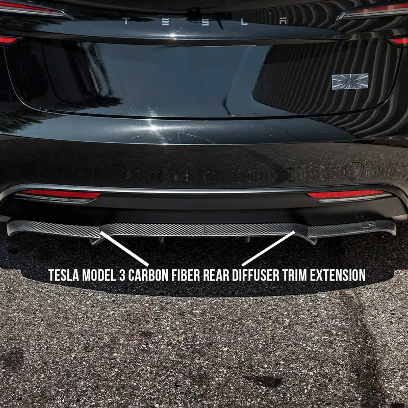 Unplugged Performance Carbon Rear Diffuser Trim Extension Tesla Model 3 (2024+)